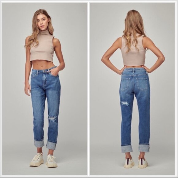 Nature Denim Denim - NWT Stitch Fix Nature Denim London High Rise Mom Jeans Distressed Size 4 27 NEW